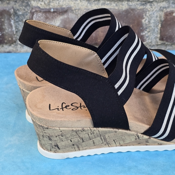 Lifestride Sunshine Strappy Wedges Sandals Sz 10 - Picture 7 of 10